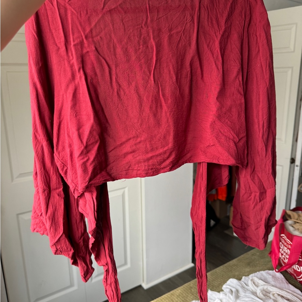 Red Wrap Top - Picture 8 of 9